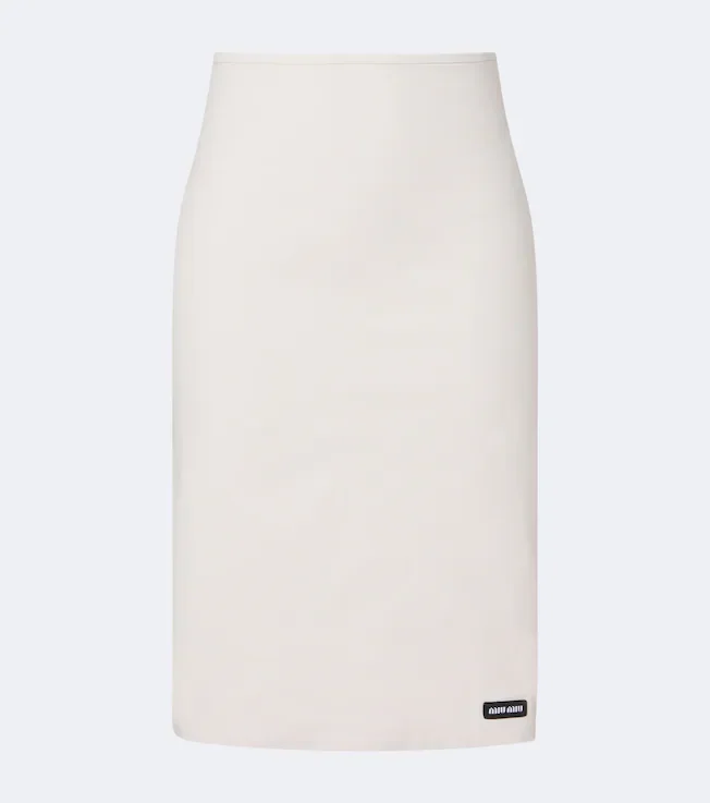 Cotton-blend poplin pencil skirt