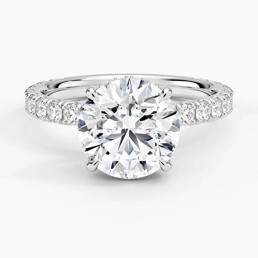Grand Perfect Fit Three-Quarter with 2.5ct Round Certified Lab Diamond in 18K White Gold