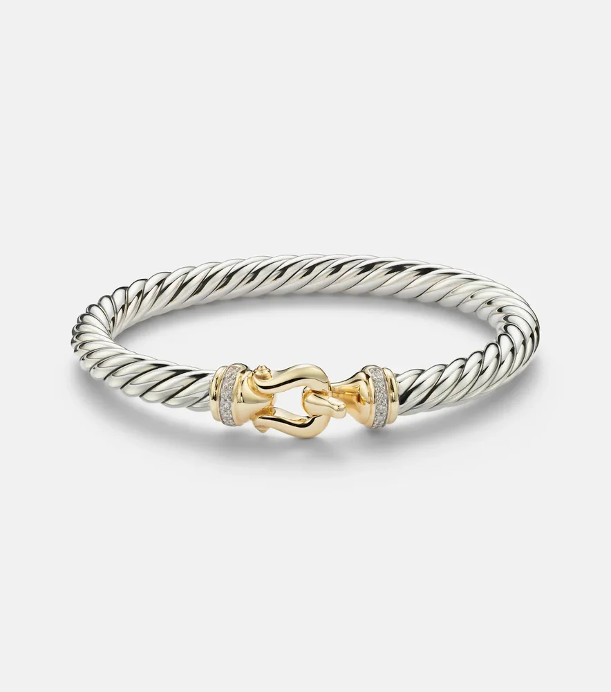 Cable Flex® Buckle sterling silver and 14kt gold bracelet with diamonds