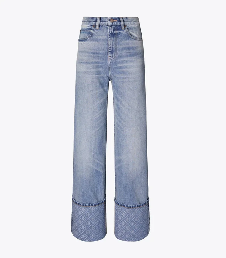 CONTRAST CUFF STRAIGHT LEG JEAN