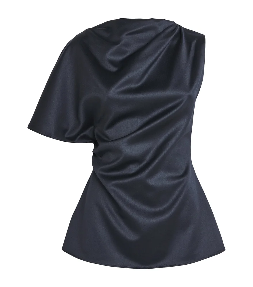 Satin Nomi One-Shoulder Blouse