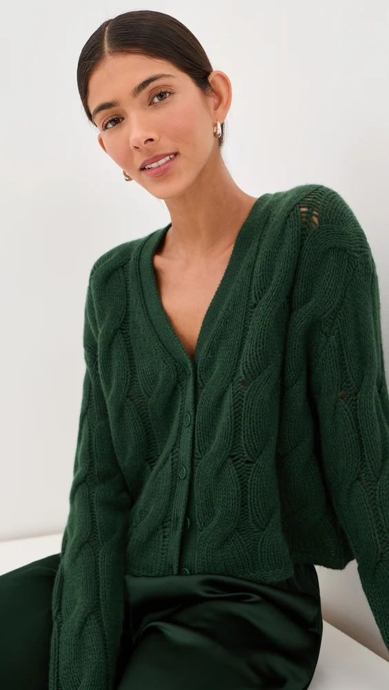 Jolie Cropped Cashmere Cable Cardigan