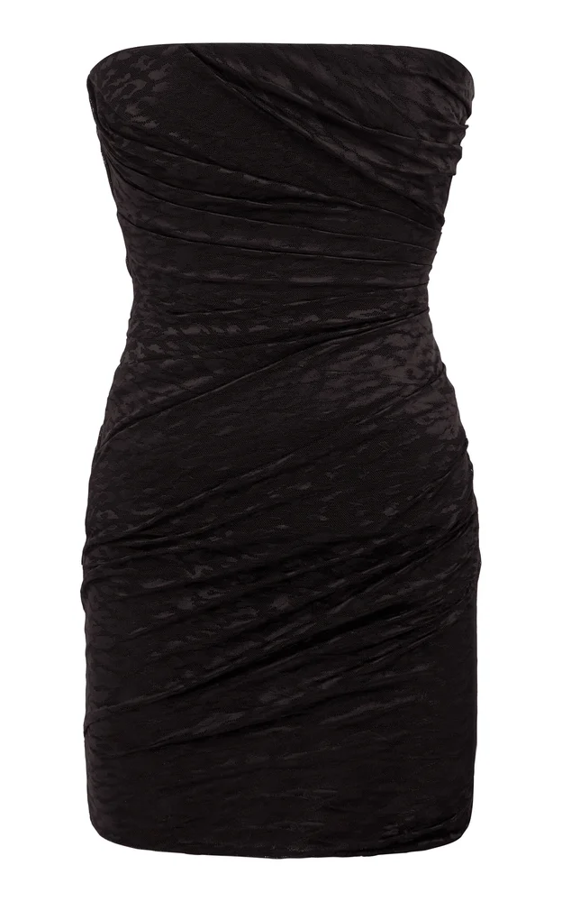 Tucked Leopard Lace Mini Dress