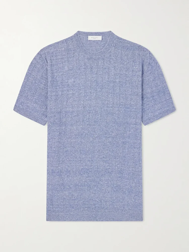 Ribbed Linen and Cotton-Blend T-Shirt