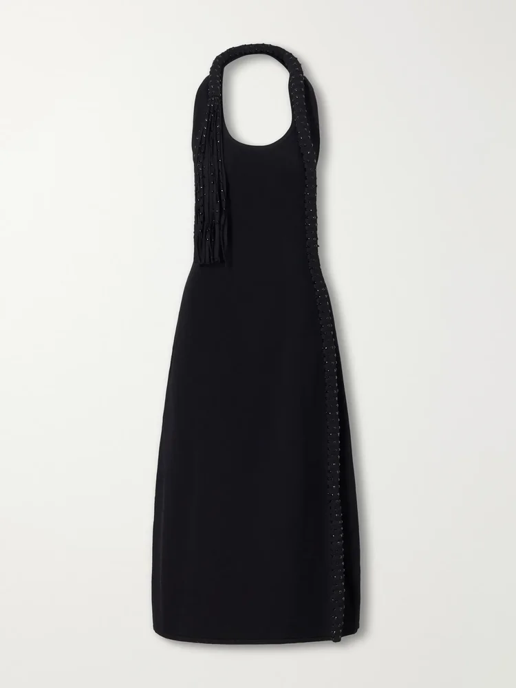 Mane embellished crepe midi dress