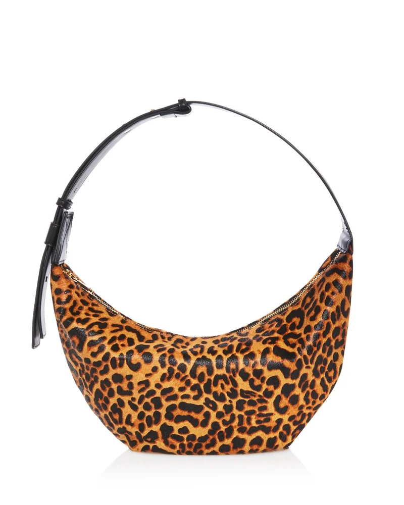 Leopard Print Calf Hair Hobo Bag