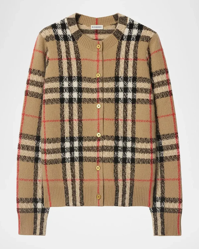 Check Cashmere Cardigan