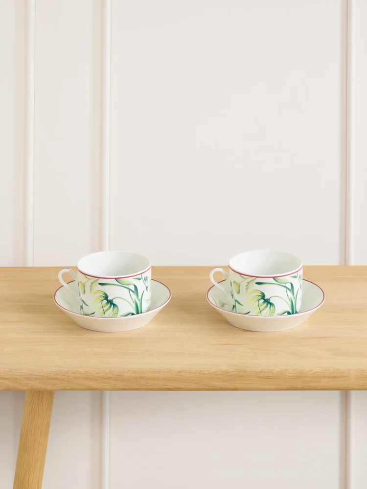 Florenza set of two porcelain tea cups and saucers