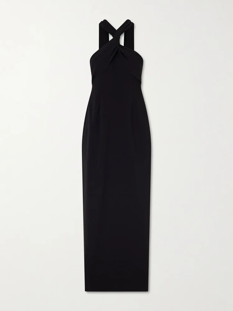 Rona twisted crepe halterneck gown