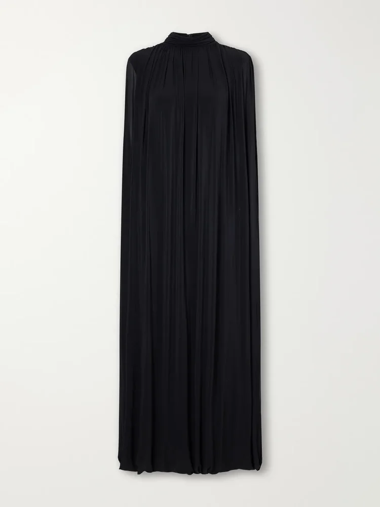 Elia cape-effect draped jersey maxi dress