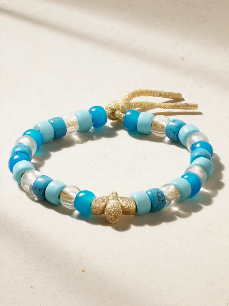 FORTE Beads + Abe 18-karat gold and Lurex beaded bracelet