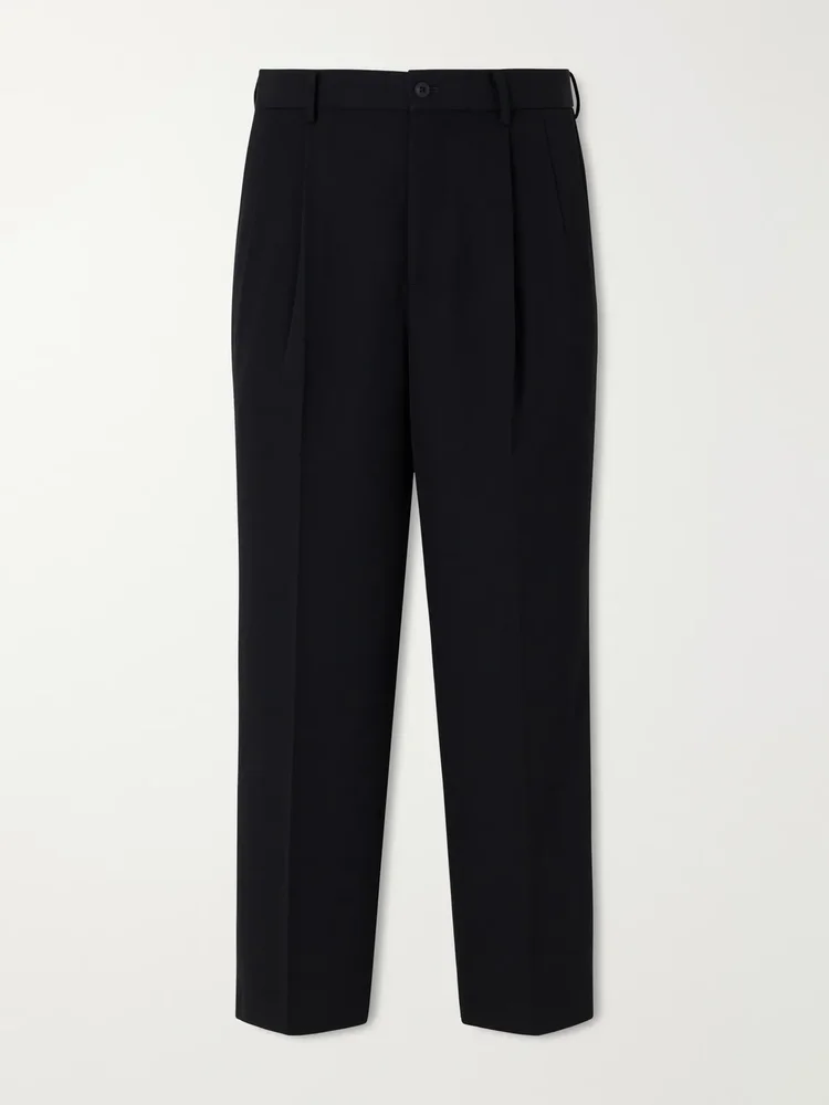Pleated Tapered Wool-Twill Suit Trousers