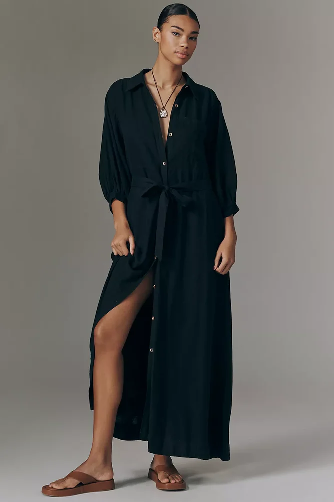 Mona Linen Blend Maxi Shirtdress