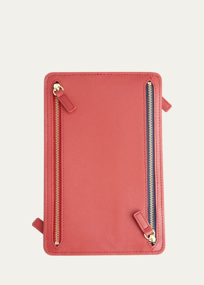Monogrammed Leather RFID Blocking Foup Zip Travel Organizer, Personalized