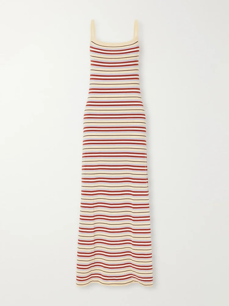 Doris knitted striped cotton-blend maxi dress