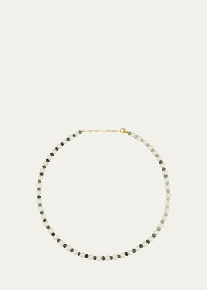 Ocean Jumbo Emerald and Pearl Necklace