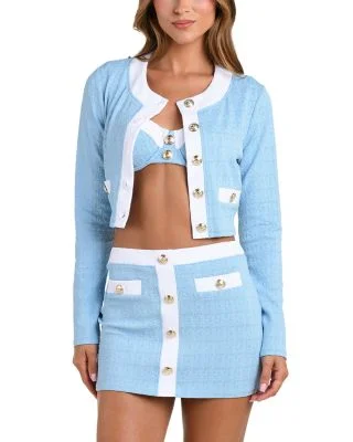 Adaline Color Blocked Swim Cover-Up Cardigan