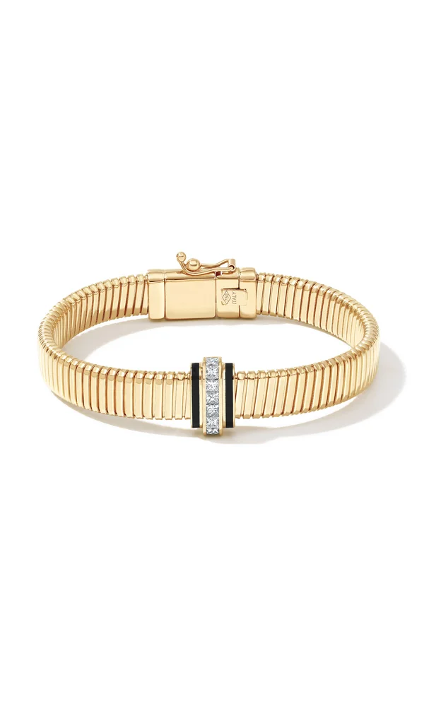 Raisina 18K Yellow Gold Diamond Enamel Bracelet
