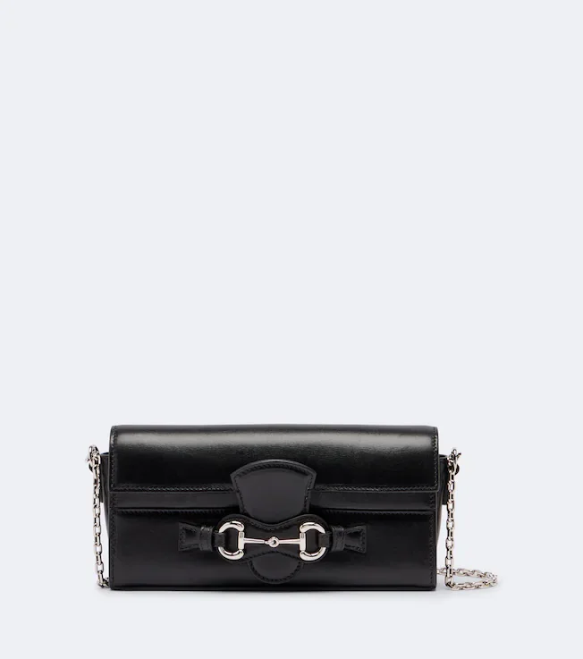 Horsebit leather wallet on chain
