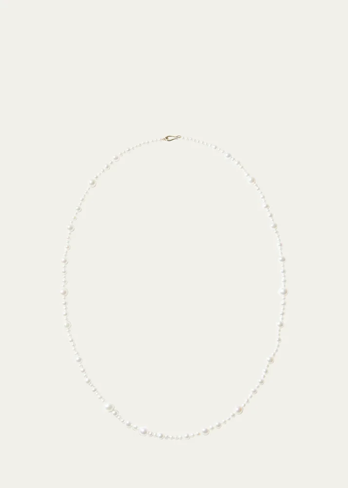 14K Yellow Gold Multi-Size White Freshwater Pearl Strand Necklace