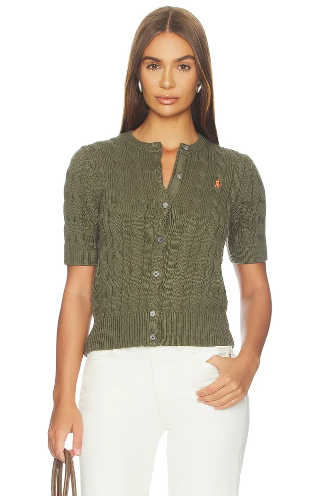 Short Sleeve Crew Neck Cardigan
