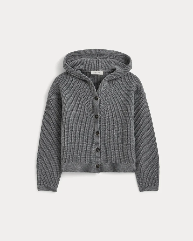 Hooded Cardigan in Luxe Merino | Heathered Mid-Grey