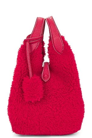 Shearling & Pebble Leather Crossbody Tote Small