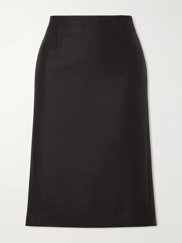 Wool-blend felt midi skirt