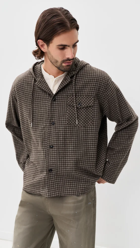 Merle Check Hooded Shirt
