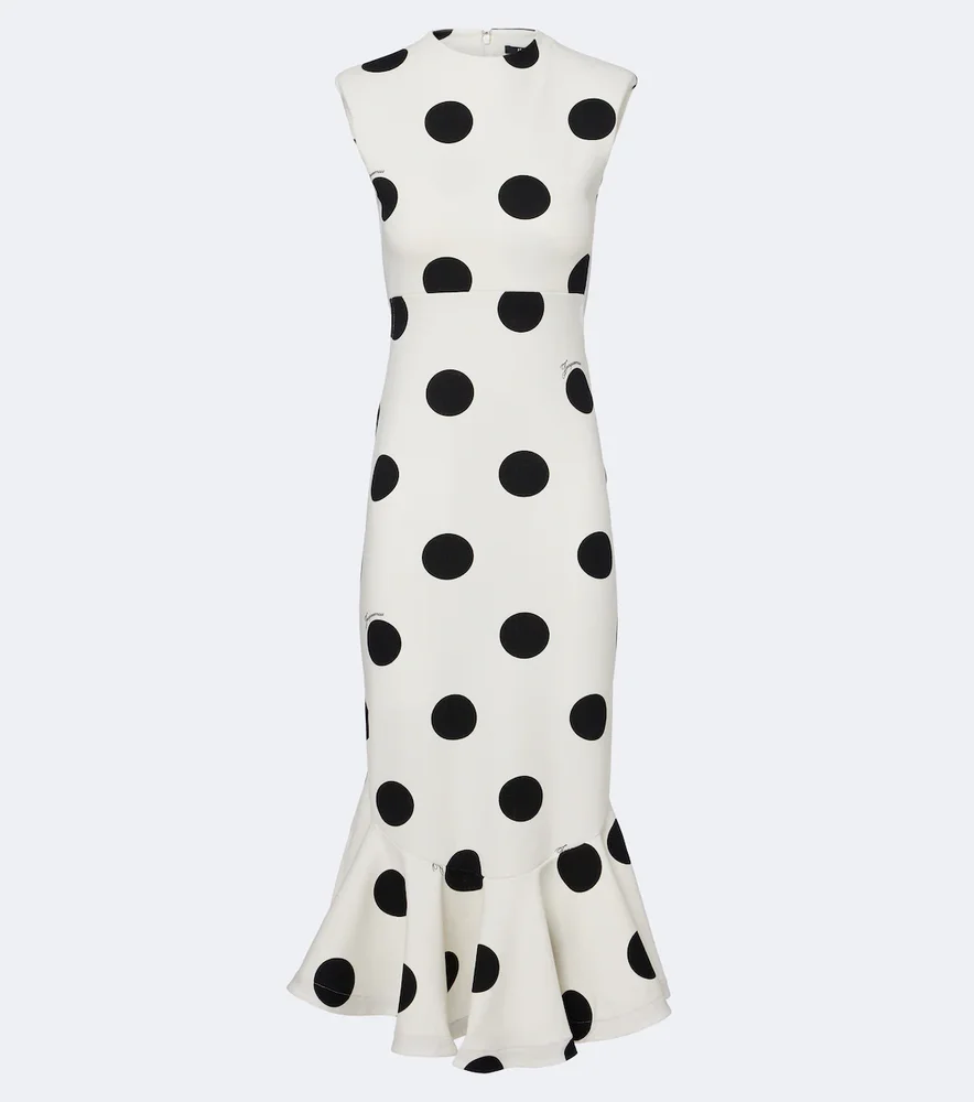 Palmier polka-dot jersey midi dress