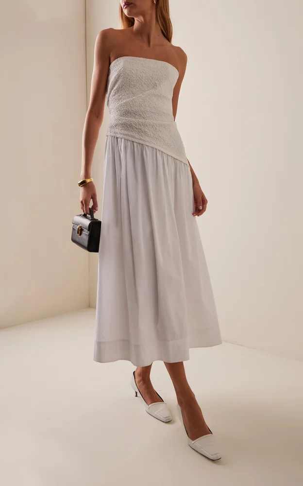 Nia Strapless Cotton Midi Dress