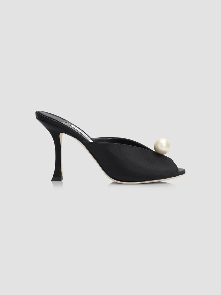 Ziri 90MM Imitation-Pearl Satin Mules