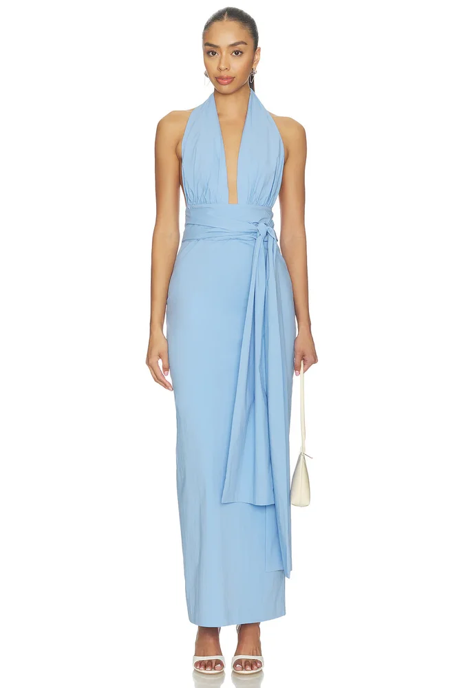 Campbell Halter Plunged Maxi Dress