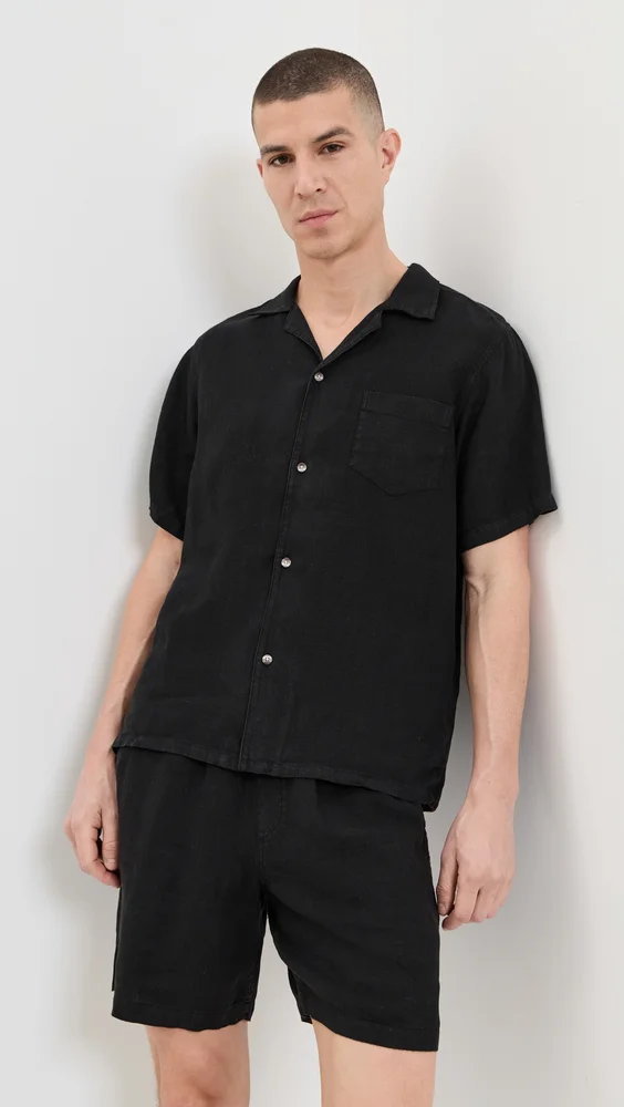 Short Sleeve Linen Camp Shirt