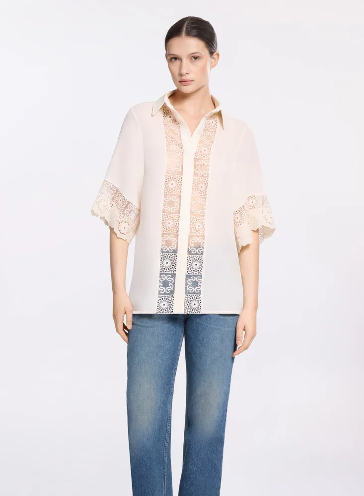 Cotton Embroidered Silk Shirt