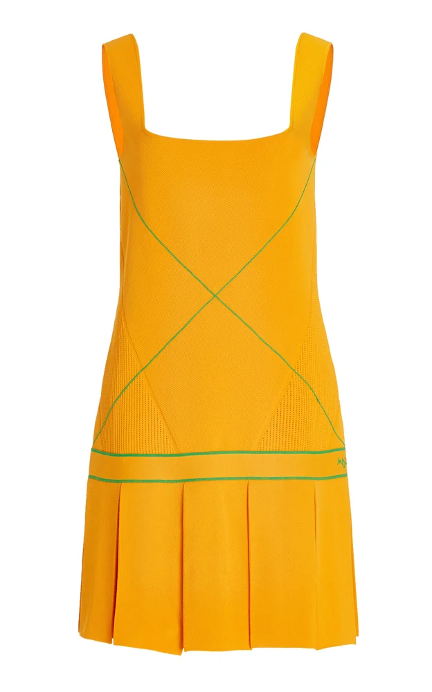 Pleated Knit Mini Dress