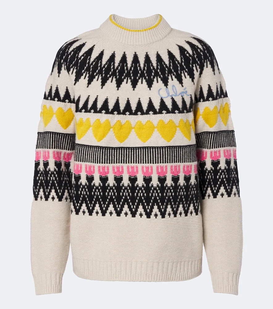 Jacquard wool and cashmere sweater