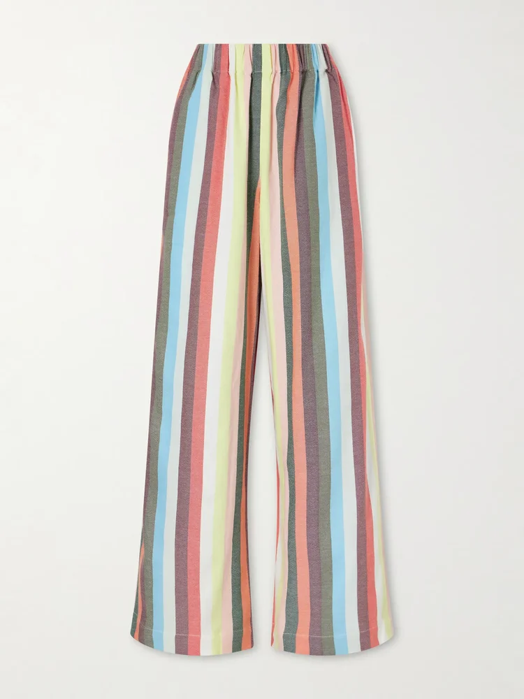 The Palazzo striped cotton wide-leg pants
