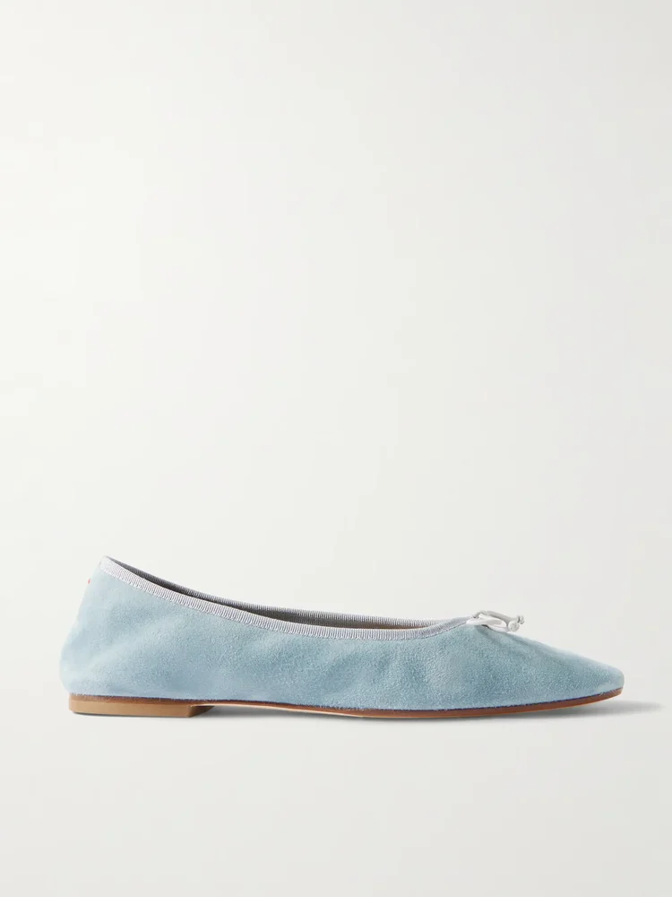 Tiby bow-detailed suede ballet flats