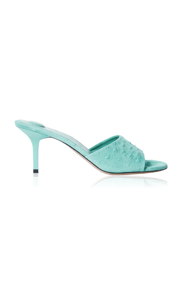 Cubisto Ostrich-Effect Leather Mules