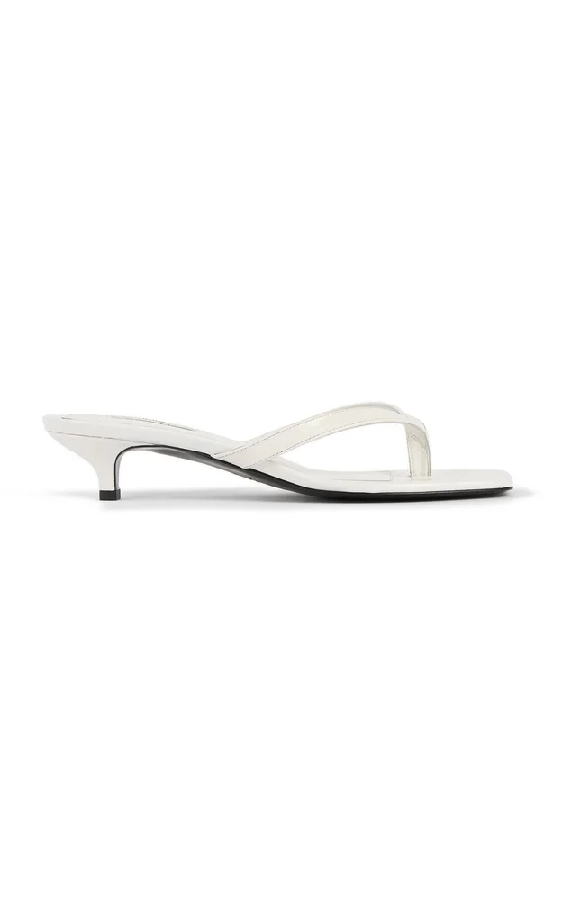 Croc-Embossed Leather Flip-Flop Sandals