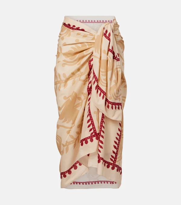 Prismatic Flow cotton beach cover-up in beige - Johanna Ortiz
