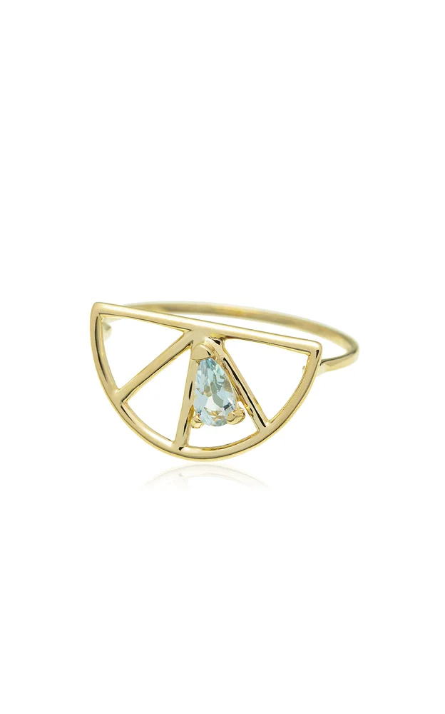 Media Naranja 9K Yellow Gold Gota Aquamarine Ring