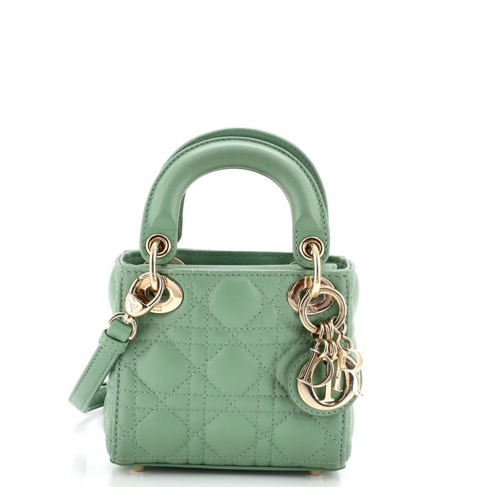 Pre-Owned Excellent Lady Dior Cannage Quilt Lambskin Micro Bag