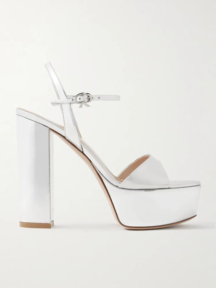 Marlena 85 mirrored-leather platform sandals