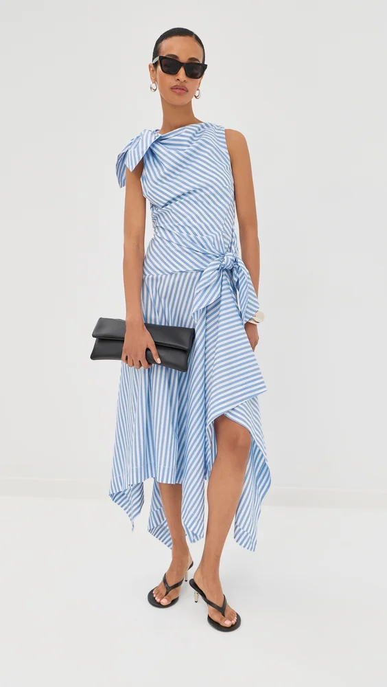 Bow Drape Cascade Dress