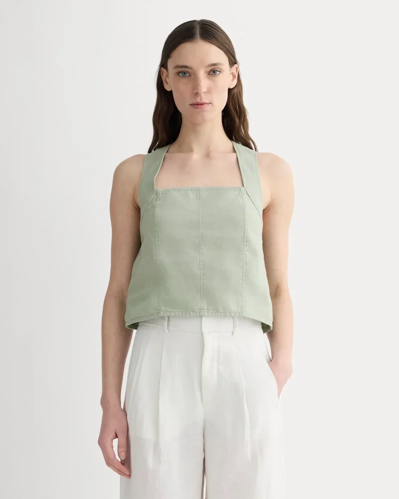 Everlane The Crossback Tank in Linen | Seagrass