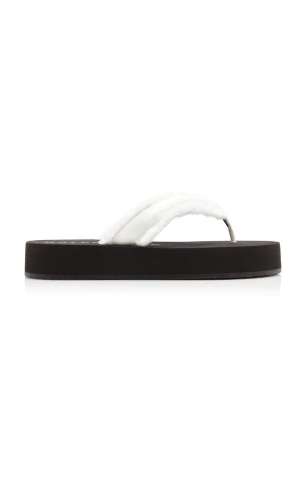 Silk-Trimmed Platform Flip Flop