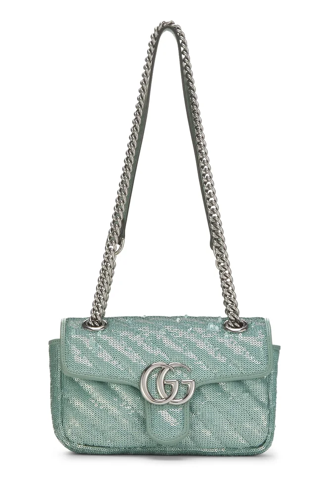 Blue Sequin Marmont Matelassé Shoulder Bag Mini