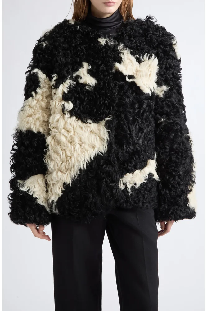 Shearling Cow Print Jacket